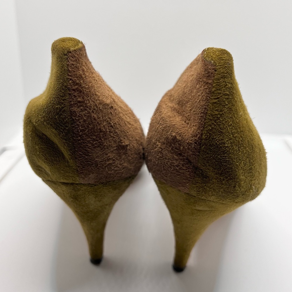 Vintage Bally Suede Multicolour Heels shoes Gold Pointed Toe Italy Rosalyn Pumps - Picture 2 of 12